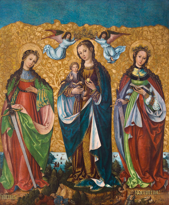 Sacra Conversazione: Maria z Dzieciątkiem oraz święte Felicyta i św. Perpetua, tablica środkowa poliptyku></a></div><div style=