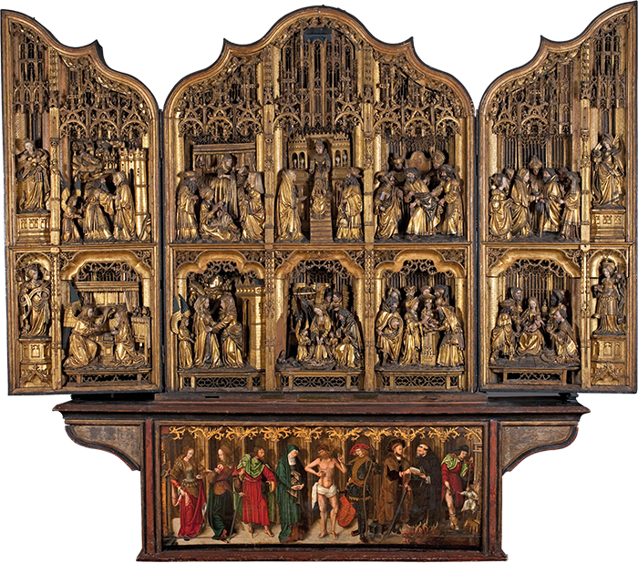Joos van Cleve i warsztat (malowidła), Jan de Molder (rzeźba), Poliptyk świętego Rajnolda></a></div><div style=